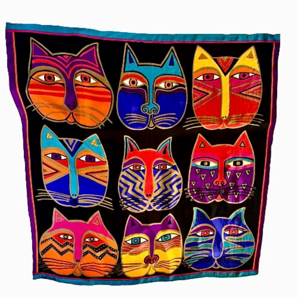 Laurel Burch Kitty Cats Feline Silk Scarf Square
